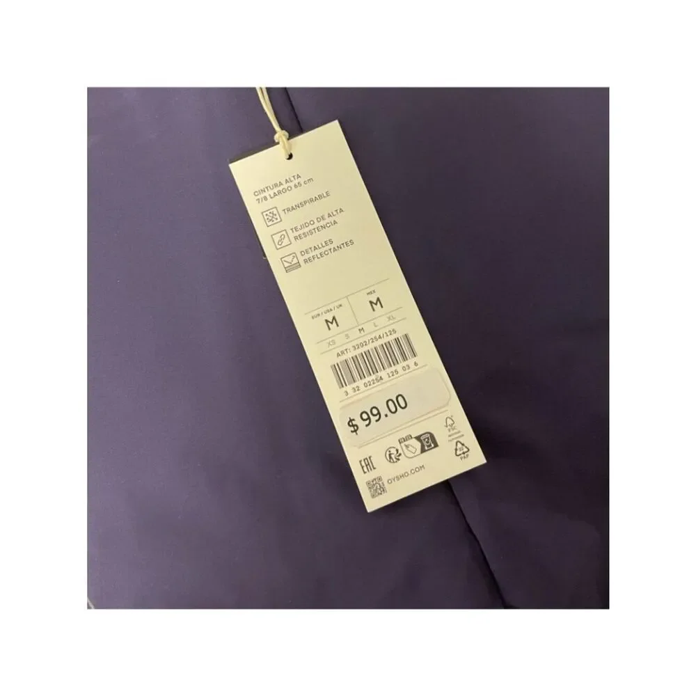 Oysho Compressive Womens Leggings Medium Purple Reflective Detail 3202/254 NWT